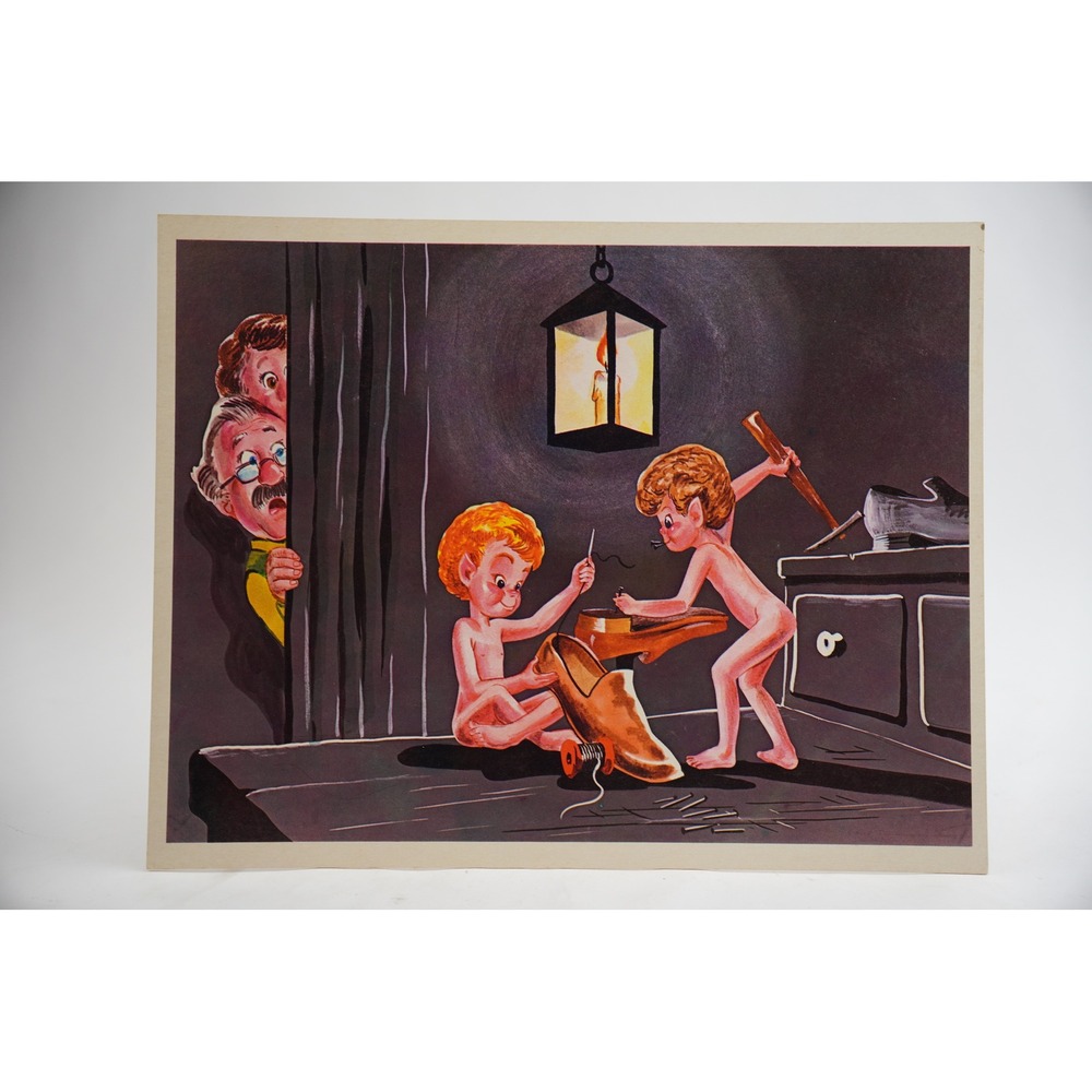 Scott Education The Elves and the Shoemaker Print Poster 12.5x10 Vintage 1971